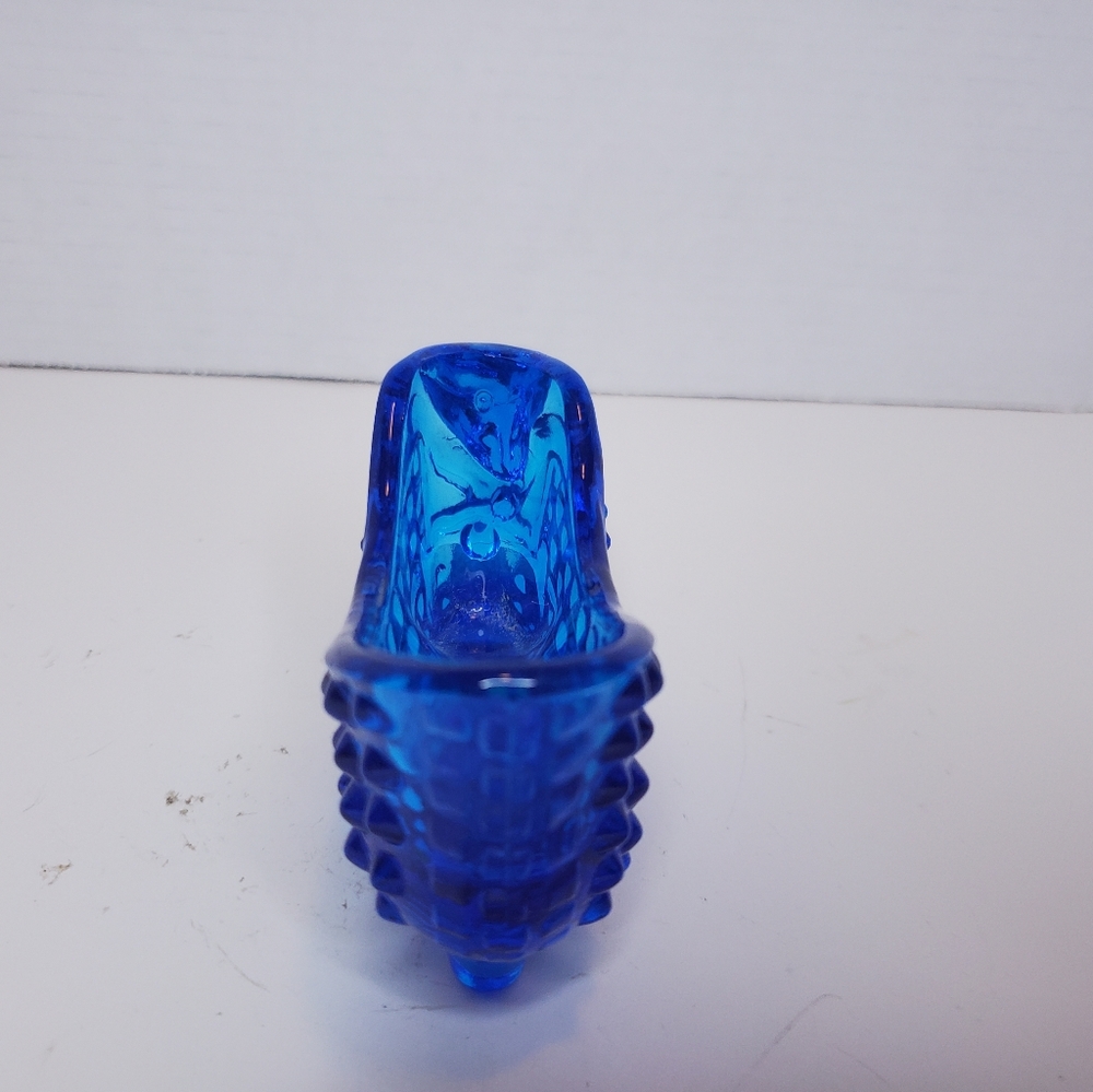Cobalt blue hobnail slipper with cat head - Picture 4 of 9